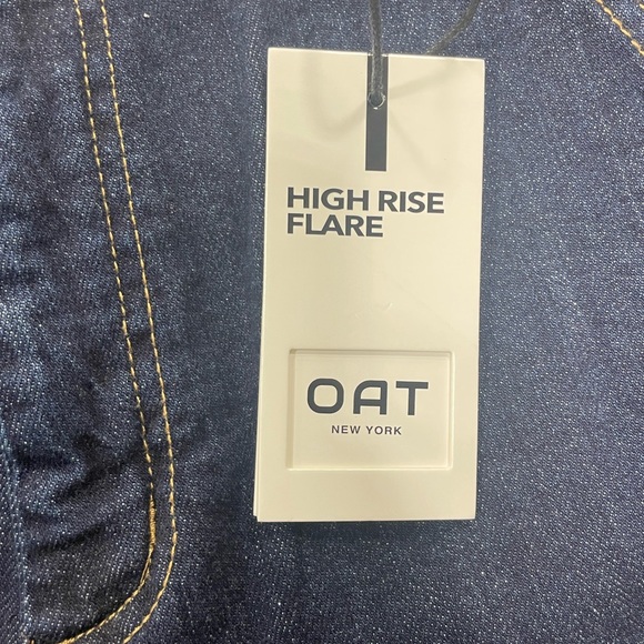 NWT Oat Denim Jeans Women's 12/31 Flare Leg Medium Wash High Rise Dark - Picture 3 of 6